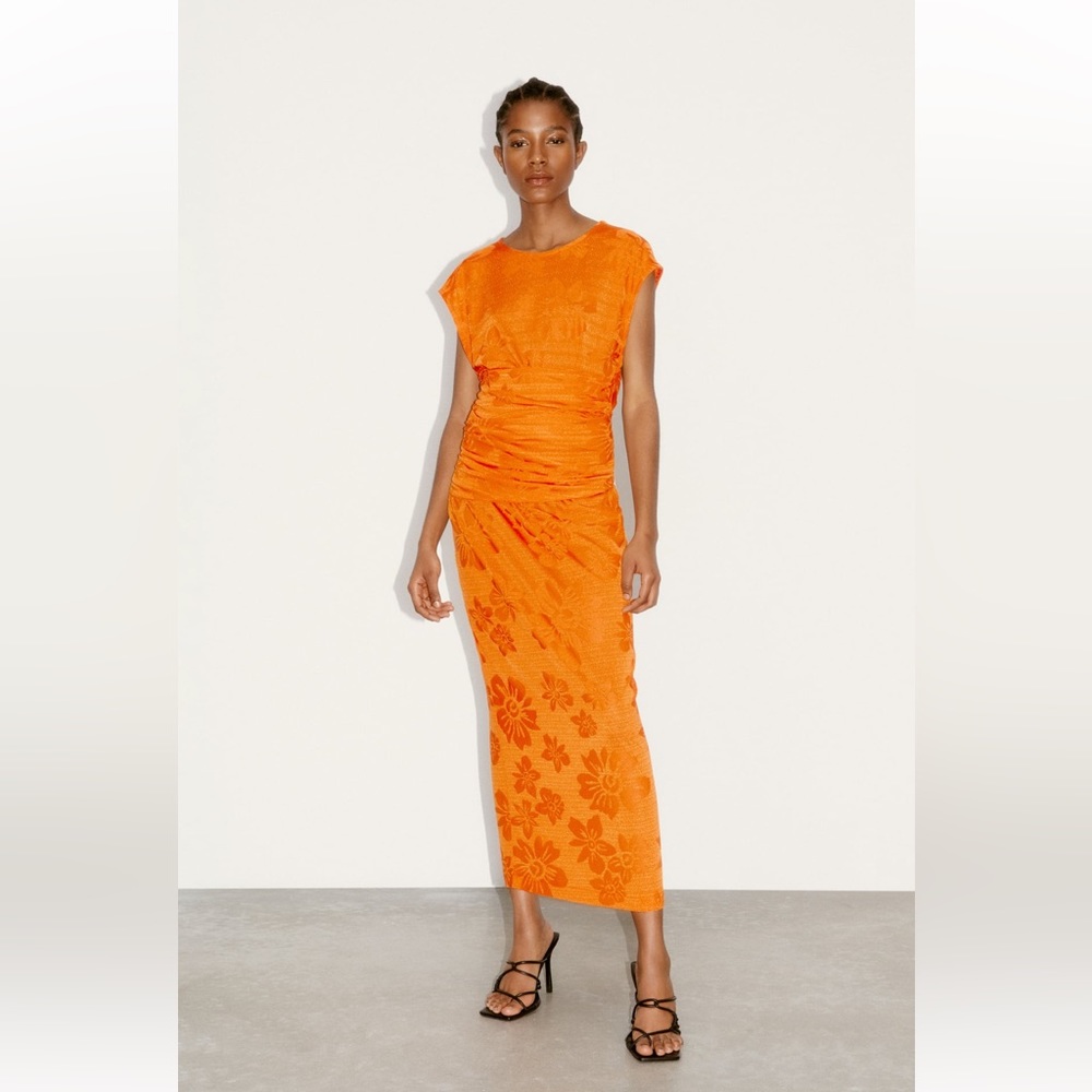 Zara long jacquard dress
